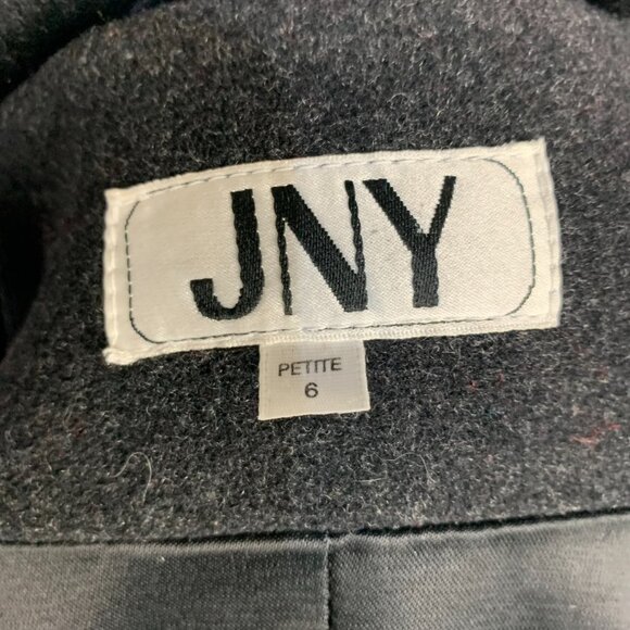 Vintage JNY Wool Cashmere Maxi Overcoat Coat 6 Black Faux Fur Trim Collar Cuffs - Picture 11 of 16